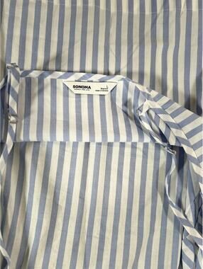 Sonoma Light Blue and White Striped Sleeveless Top, Size Large